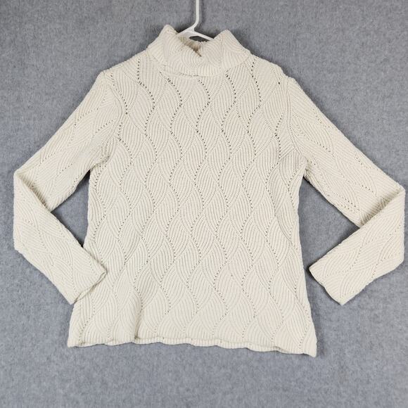 Sundance Sweater Womens Size XL Silk Blend Cream Open Knit Turtleneck - Picture 4 of 10
